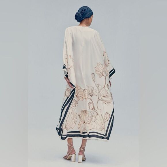 H&M Ramadan Modest Satin Kaftan Dress Floral - Picture 10 of 16